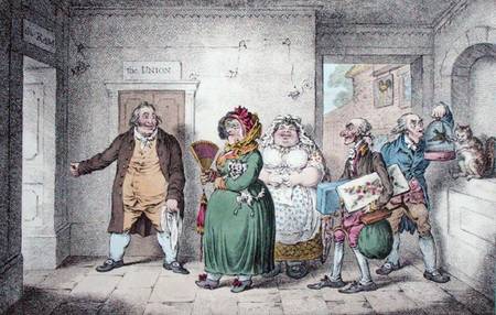 An Old Maid on a Journey, designed by Brownlow North, published by Hannah Humphrey à James Gillray