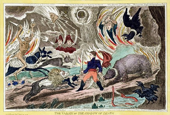 ''The Valley of the Shadow of Death'', Satirical Cartoon à James Gillray