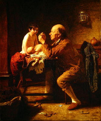 A Stitch in Time, 1862 (oil on canvas) à James Hayllar