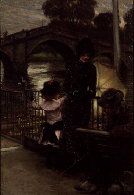 Portrait of the Artist with Mrs.Kathleen Newton and her niece, Lilian Hervey, by the Thames at Richm à James Jacques Tissot