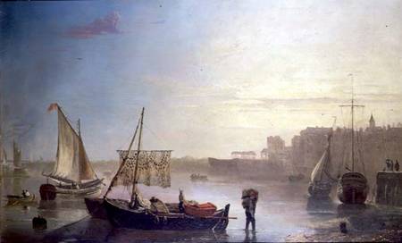 View on the Thames (panel) à James M. Burnet