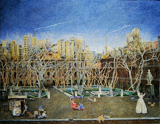 Angel on Stilts, Plaza Leona Vicario, c.2001 (oil on canvas)  à  James  Reeve