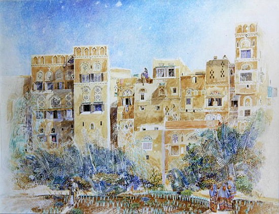 Kitchen Garden, Sana''a, North Yemen, 1975 (w/c on paper)  à  James  Reeve