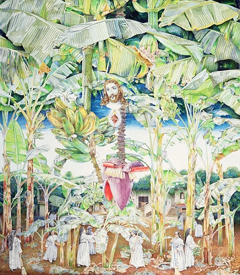 Miraculous Vision of Christ in the Banana Grove, 1989 (oil on canvas)  à  James  Reeve