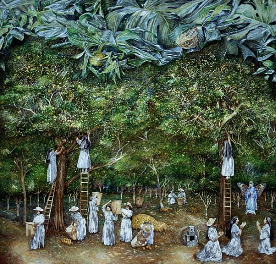 Miraculous Vision of the Virgin in the Orange Orchard, 1996 (oil on canvas)  à  James  Reeve