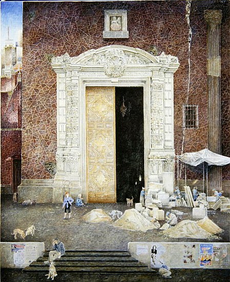 Stone-masons, the Capilla de las Animas, 2003 (oil on canvas)  à  James  Reeve