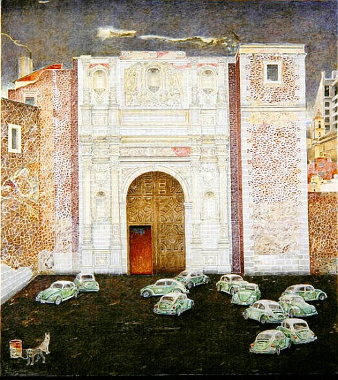 Taxi Depot, San Lazaro, Mexico City, 2003 (oil on canvas)  à  James  Reeve