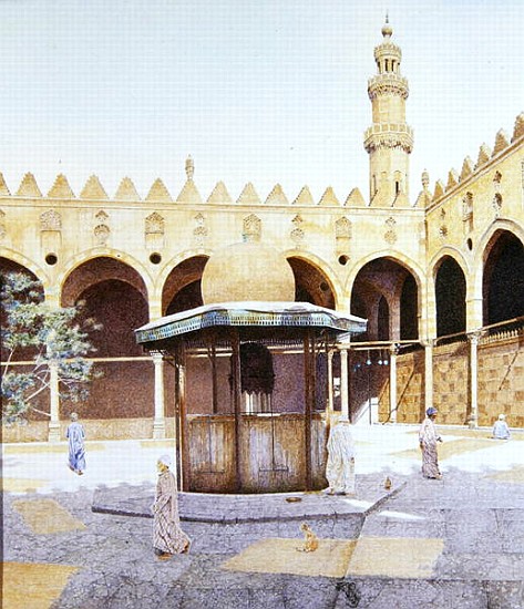 The Kiosk in the Courtyard of the al-Maridani Mosque, Cairo, 1986 (oil on canvas)  à  James  Reeve