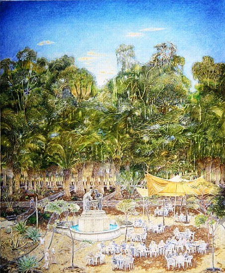 The Pensioner''s Chess Tournament in the Botanic Garden, 2001 (oil on canvas)  à  James  Reeve