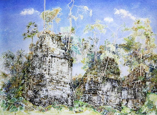 Tikal Ruin, c.1984 (w/c on paper)  à  James  Reeve