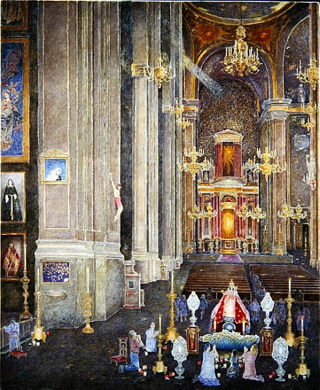 Veneration of the Virgen del Rosario, the Convent of San Domingo, 2001 (oil on canvas)  à  James  Reeve