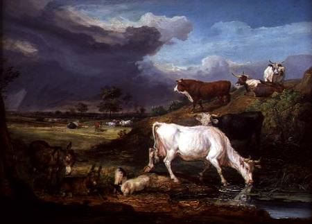 Cattle, Donkeys and Pigs by a Pool à James Ward