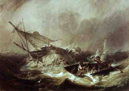 Rowing to rescue shipwrecked sailors off the Northumberland Coast à James Wilson Carmichael