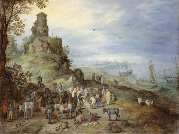 Coastal Landscape with the Calling of St. Peter and Andrew à Jan Brueghel l'Ancien