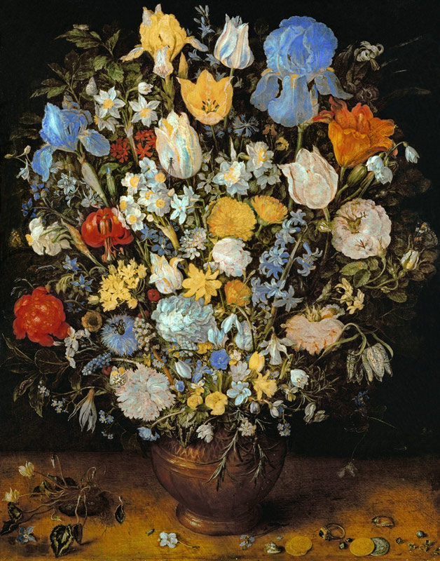 Bouquet de fleurs dans un vase d'argile à Jan Brueghel l'Ancien