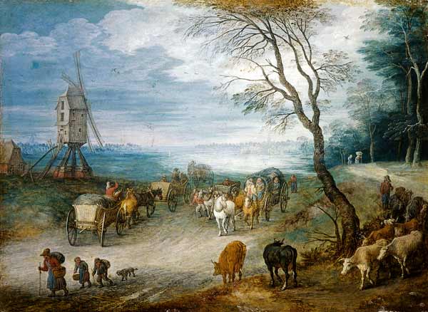 Landschaft mit Windmühle à Jan Brueghel l'Ancien