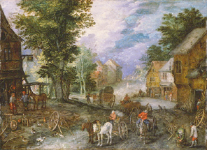 Dorflandscahft mit Schmiede à Jan Brueghel l'Ancien