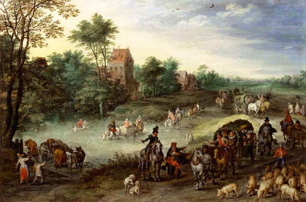 Travellers in a Landscape à Jan Brueghel l'Ancien
