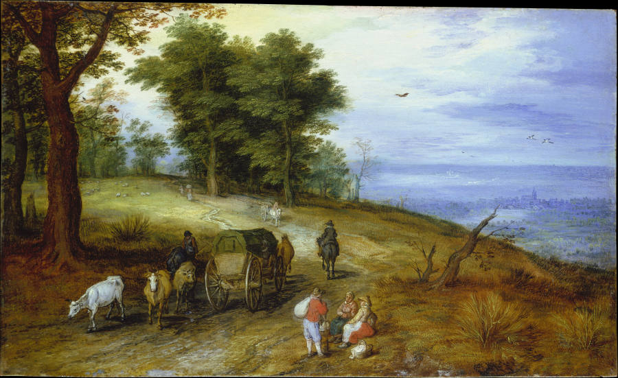 Wooded Landscape with Figures à Jan Brueghel l'Ancien