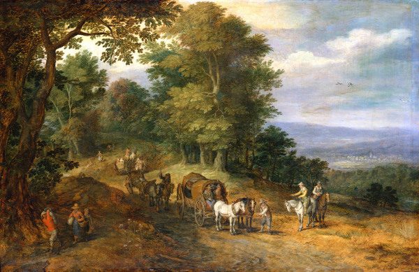 Jan Brueghel d.Ä., Belebter Fahrweg à Jan Brueghel le Jeune