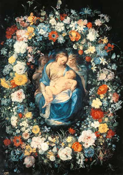 J.Bruegel t.E.+Procaccini,Floral Wreath à Jan Brueghel le Jeune