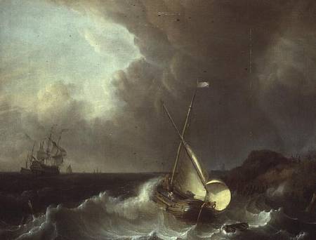 Galleon in Stormy Seas à Jan Claes Rietschoof