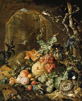 Grande nature morte avec le nid des oiseaux