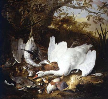 Still Life of Swan and Game in a Landscape à Jan de Wit