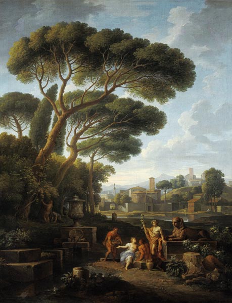Figures in a Roman landscape à Jan Frans van Bloemen