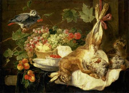Still Life with Hare, Fruit and Parrot à Jan Fyt