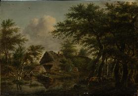 Landscape with Farm Amidst Trees