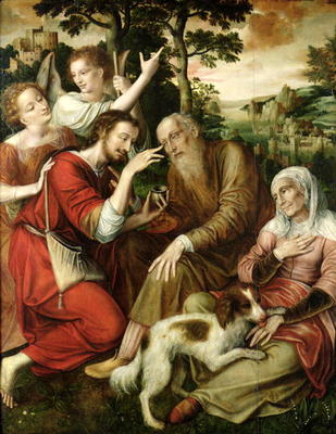 Tobias Curing his Father's Blindness, 1563 (oil on panel) à Jan Massys ou Metsys