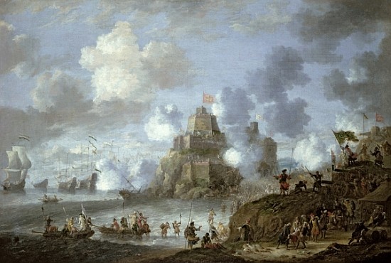 Mediterranean Castle under Siege from the Turks à Jan Peeters