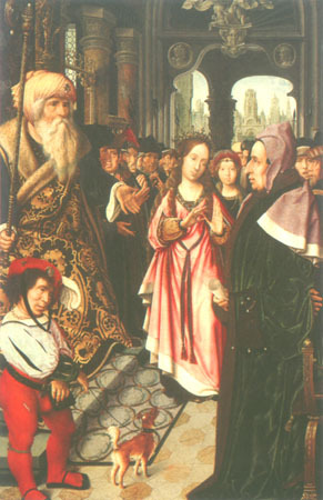 Les Disputation les Sainte Catherine (aile gauche d'un triptyque) à Jan Provost