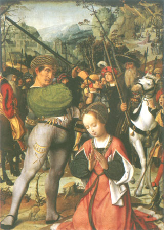 La décapitation les Sainte Catherine (aile droite d'un triptyque) à Jan Provost