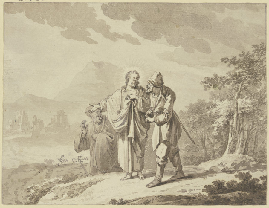 Christus und die Jünger auf dem Wege nach Emmaus à Jan Punt