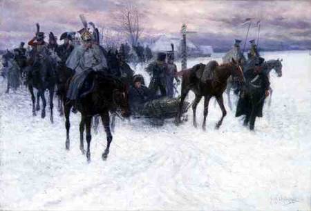 Napoleon's Troops Retreating from Moscow à Jan van Chelminski