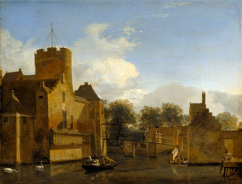 View of Schloss Leonersloot, Holland à Jan van der Heyden