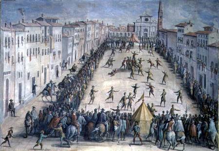 A Game of Football in the Piazza Santa Maria Novella, Florence à Jan van der Straet