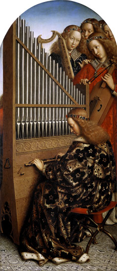autel de Gent - ange jouant de la musique à Jan van Eyck