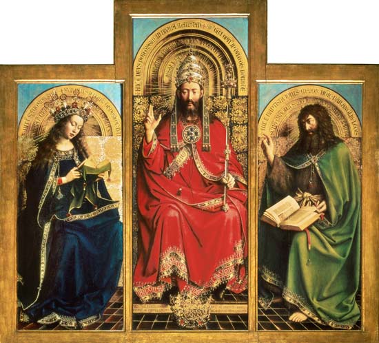 autel de Gent - Marie, Père de dieu et Jean Baptiste à Jan van Eyck