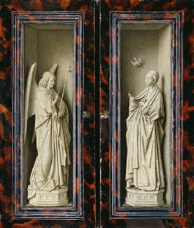 autel latéral : aile gauche et droite extérieure : annonciation à Marie
