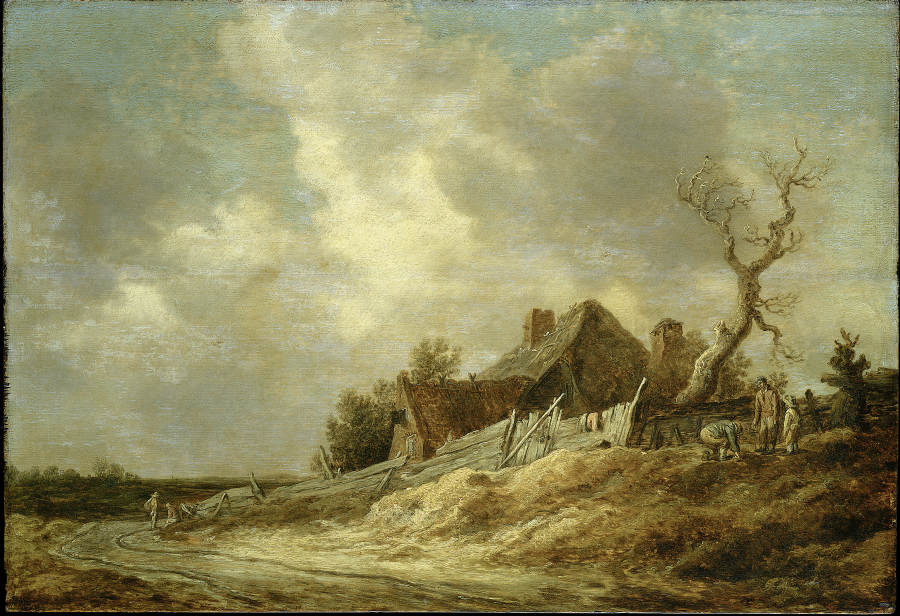 Dirt Road with Farmhouse and Board Fence à Jan van Goyen