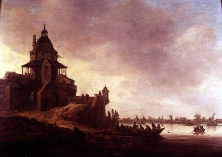 Ferry with the Rondeel Engelenburg at Dordrecht à Jan van Goyen