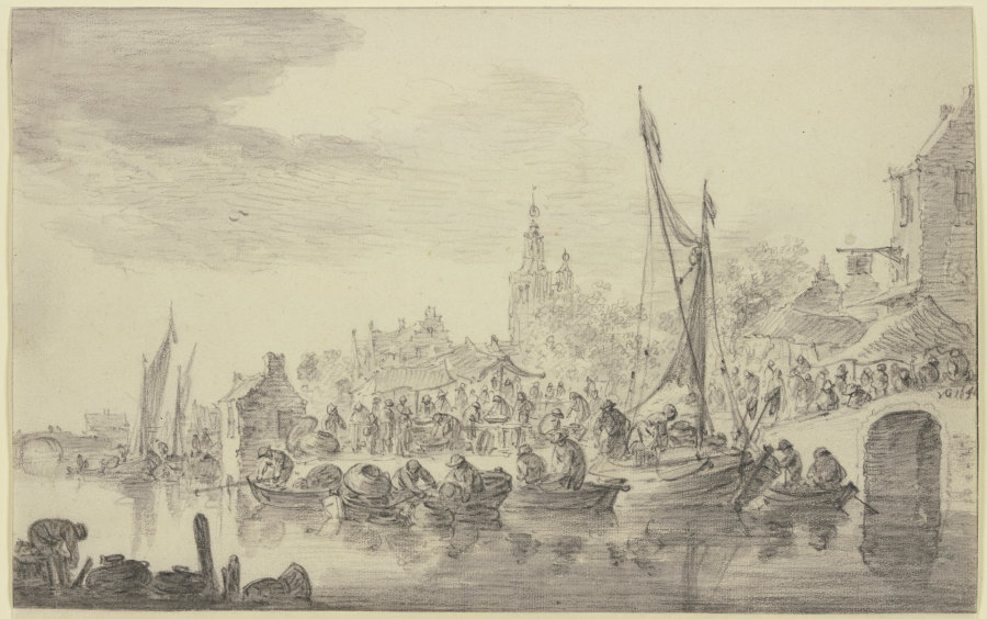 Market at the riverside à Jan van Goyen