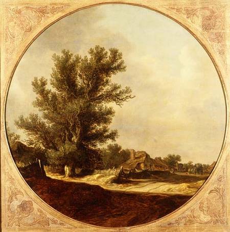 Oak Tree on a Country Lane with Travellers à Jan van Goyen