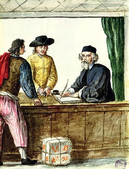 A Jewish Shopkeeper With Two Clients à Jan van Grevenbroeck
