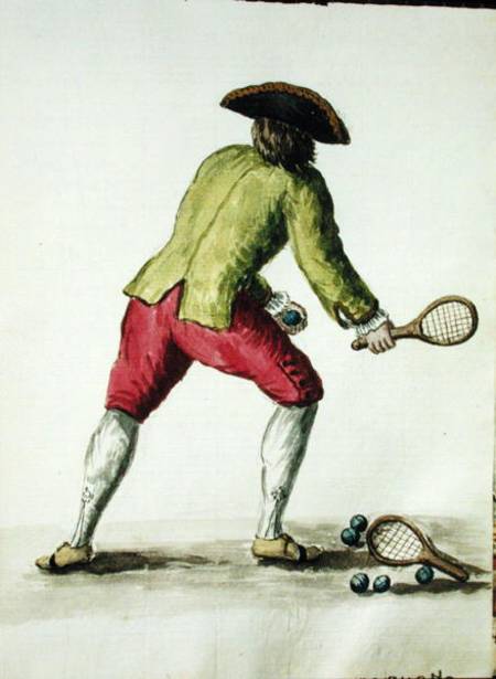 A Man Playing with a Racquet and Balls (pen & ink and w/c on paper) à Jan van Grevenbroeck