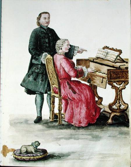 A Singer at the Clavichord with her Teacher à Jan van Grevenbroeck