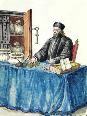 Venetian Moneylender, from an illustrated book of costumes (w/c on paper) à Jan van Grevenbroeck